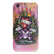 ed hardy faceplate iphone 3g(s), tattoo, love kills slowly, pink