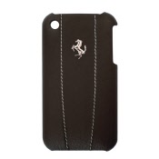 ferrari hard case modena leather metal logo brown for iphone 3g(s)